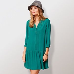 Anthropologie Maeve Pintucked Crepe Tunic Galina Dress in Kelly Green Size XL